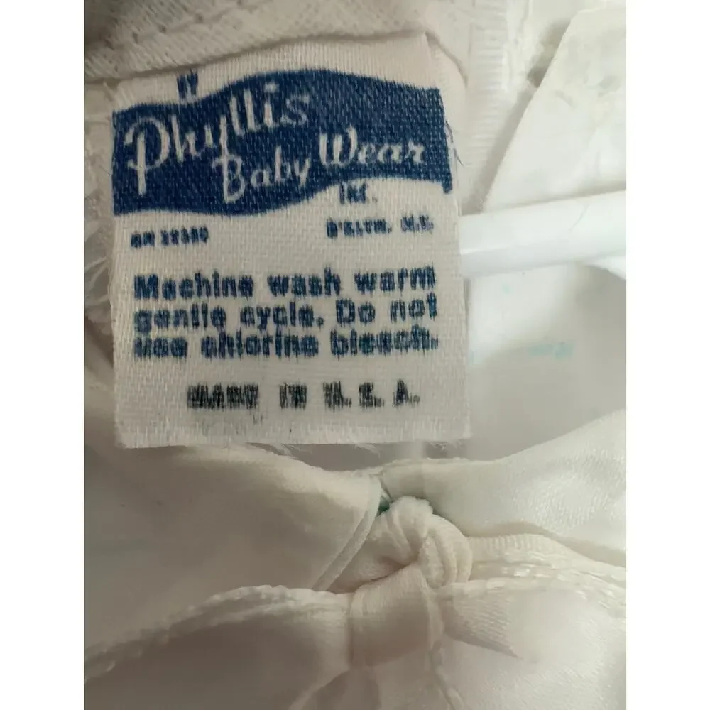 50s Phyllis Baby Wear White Satin Christening Baptism Suit Set Boys 6 Pc 3-6 M